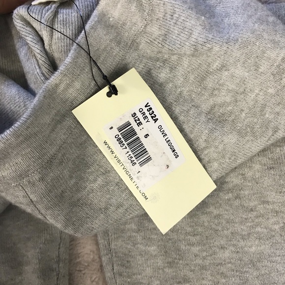 Vignette Sweater Knit “Olive” Leggings Gray Bows Size 5 - Picture 3 of 6